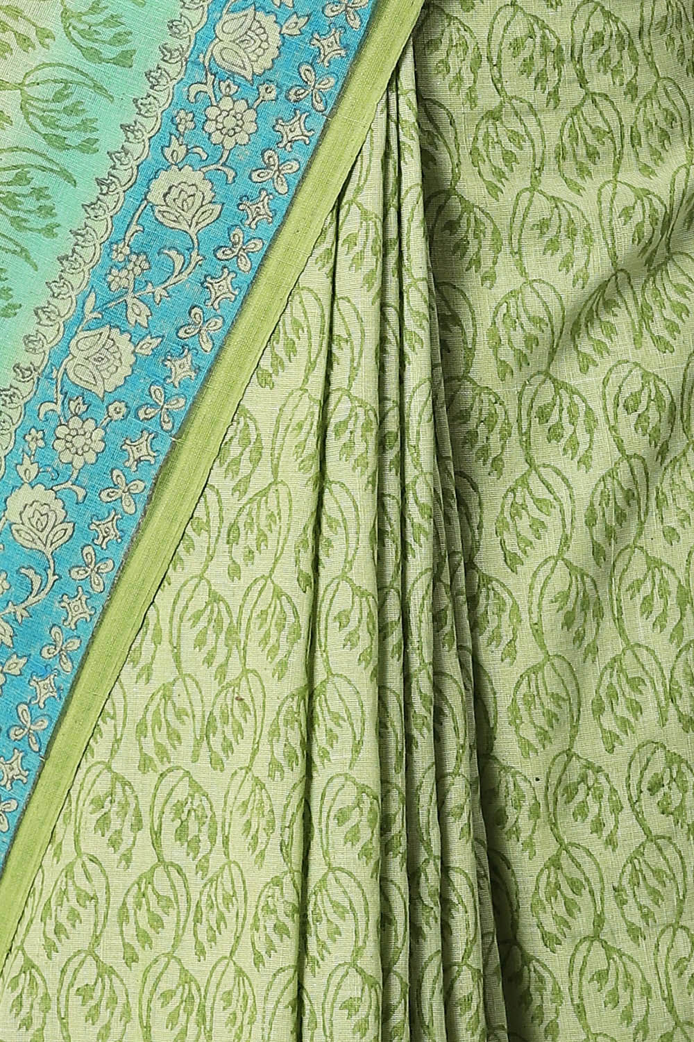 Green Pure Cotton Printed Saree image number null