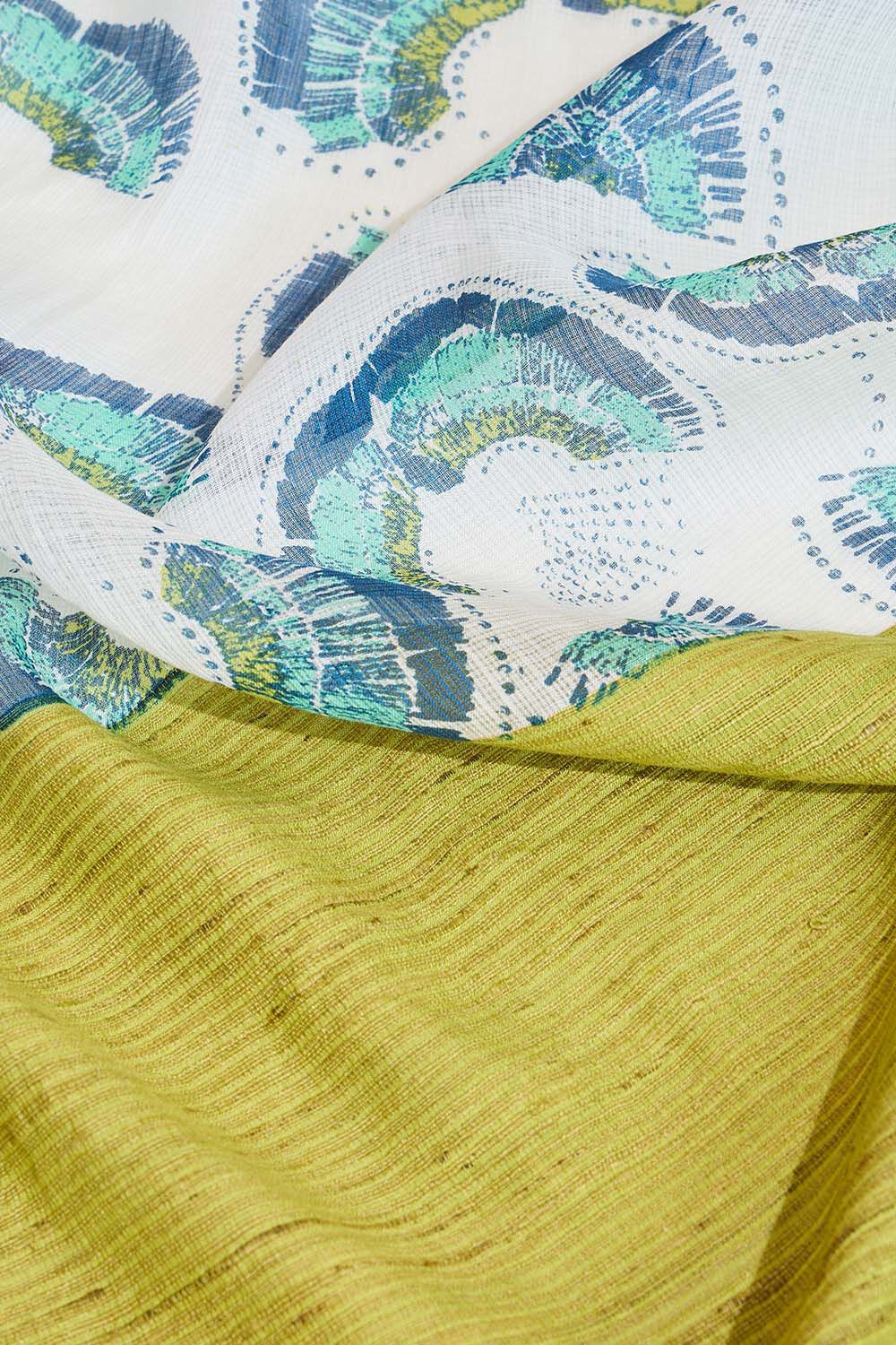 Off White Screen Printed Silk Modal Saree image number null