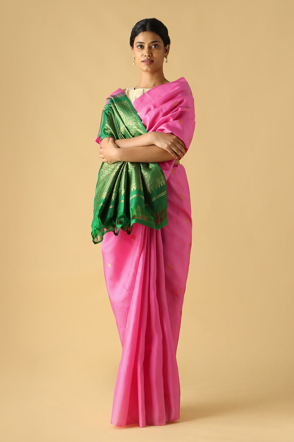Pink Pure Silk Kanjivaram Saree image number null