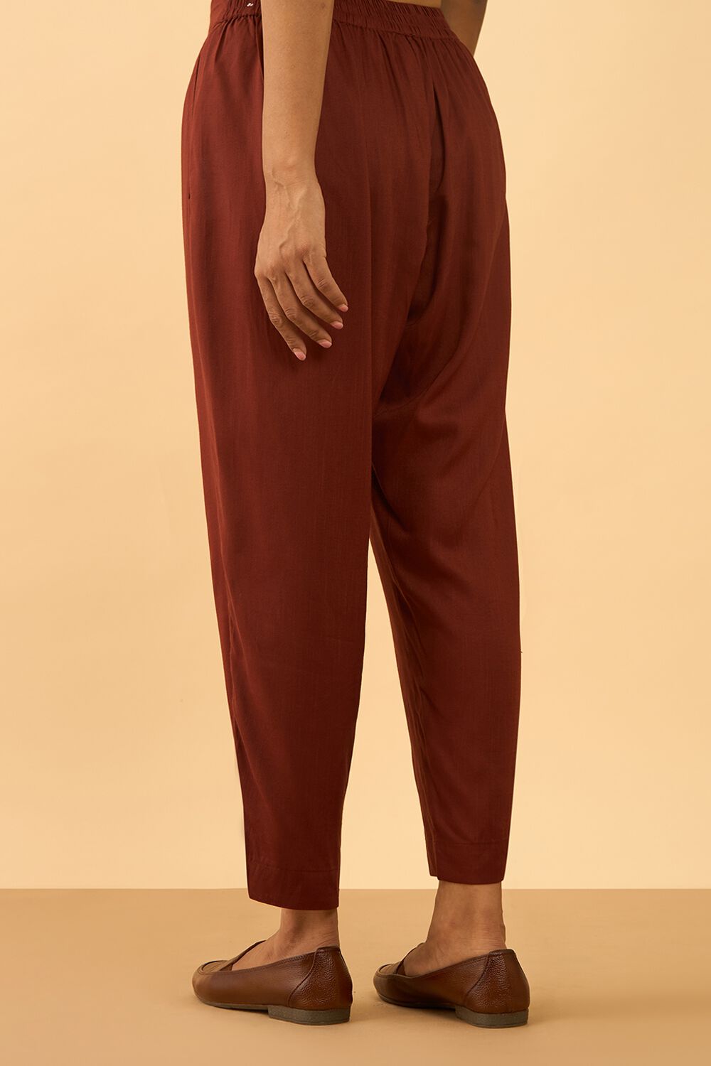 Dark Red Woven Viscose Trouser image number null