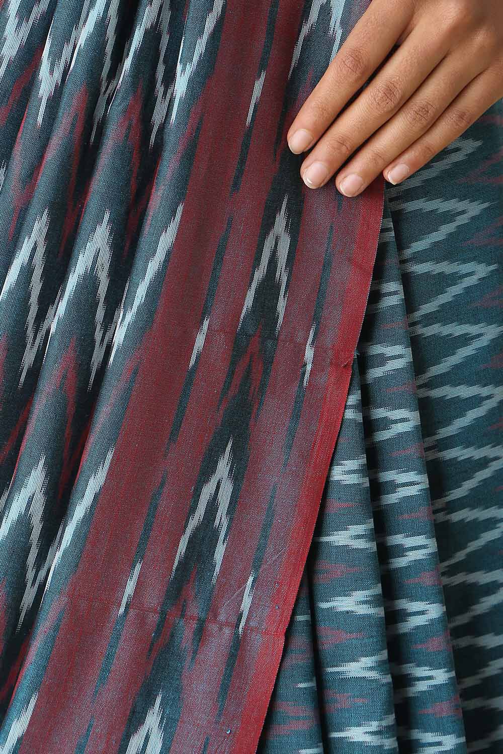 Dark Pure Green Cotton Pochampalli Ikat image number null