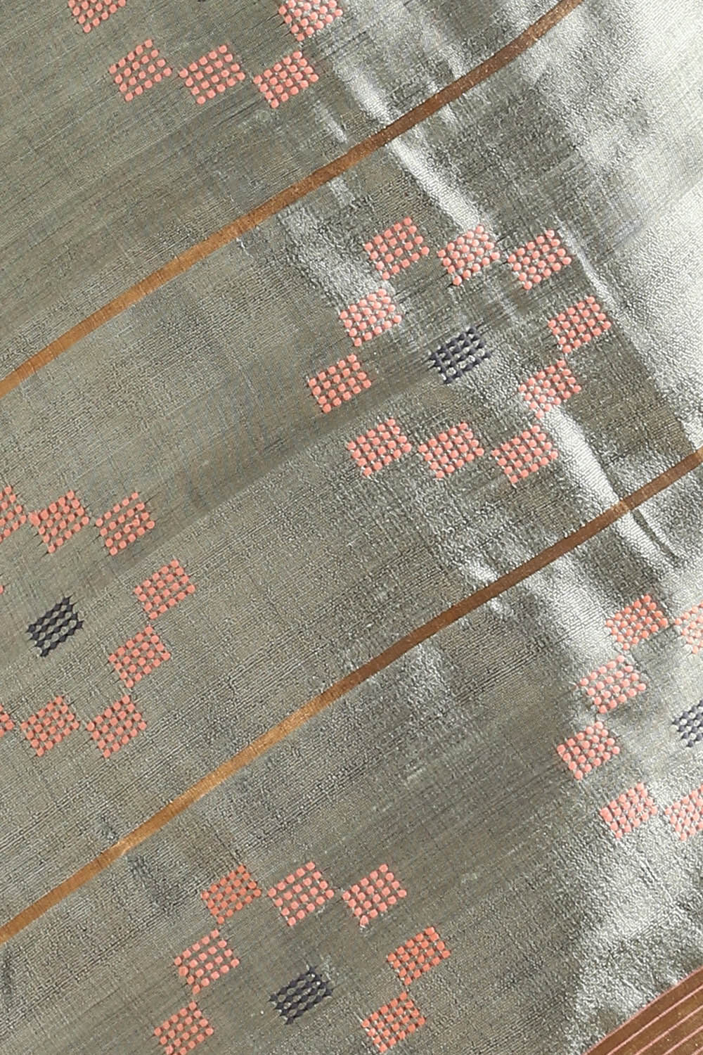 Light Green Pure Tussar Silk Bhagalpuri Saree image number null