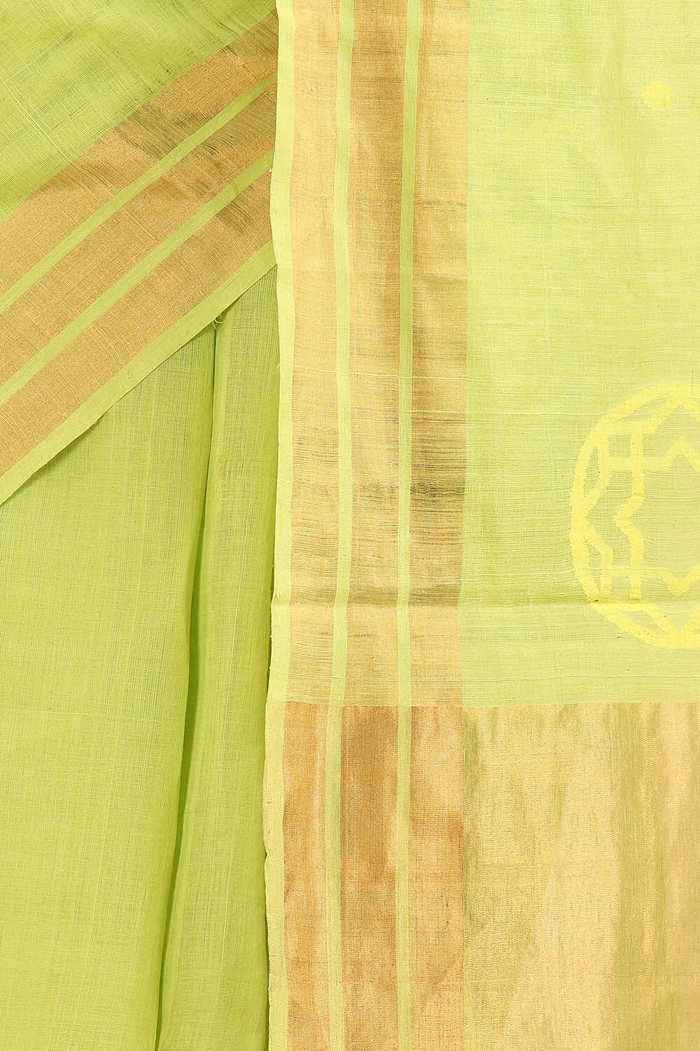Light Green Pure Khadi Cotton Ponduru Jamdani Saree image number null