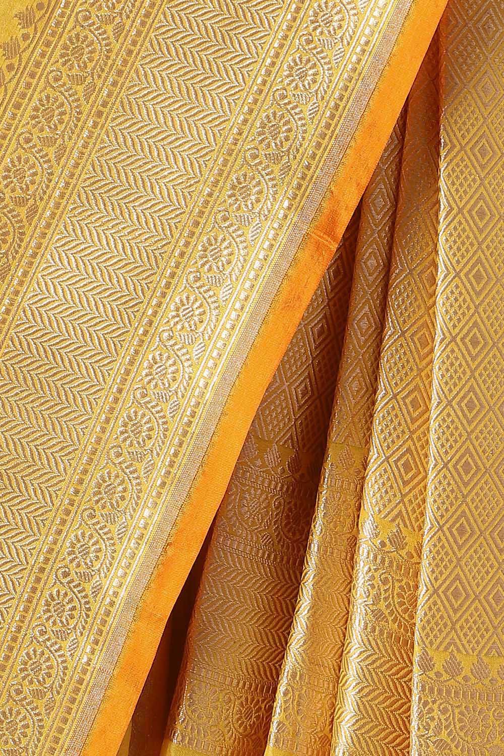 Yellow Pure Silk Banarasi Saree image number null