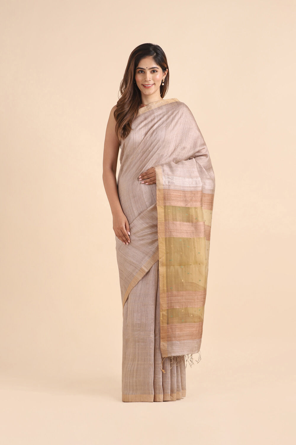 Light Pink Pure Silk Vanya Jamdani Saree image number null