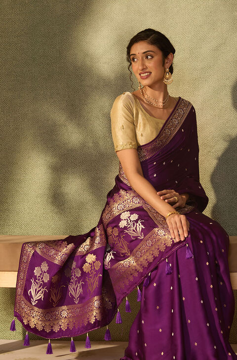 Violet Pure Viscose Woven Saree