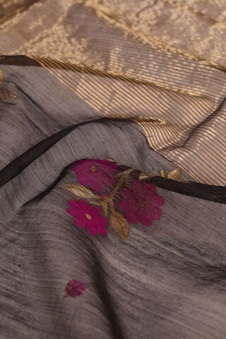 Black Woven Pure Silk Cotton Chanderi Saree thumbnail image number null