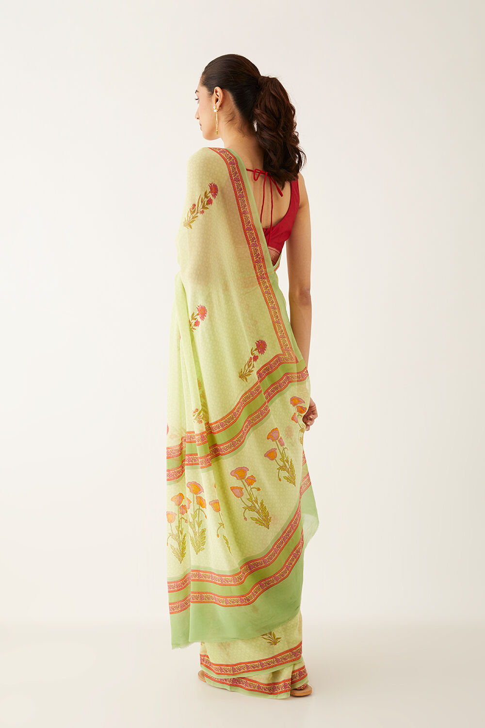 Light Green Viscose Georgette Printed Saree image number null