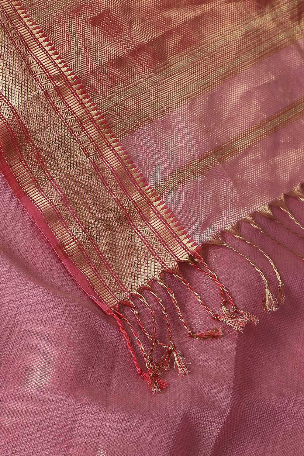 Light Pink Pure Silk Cotton Maheshwari Saree image number null