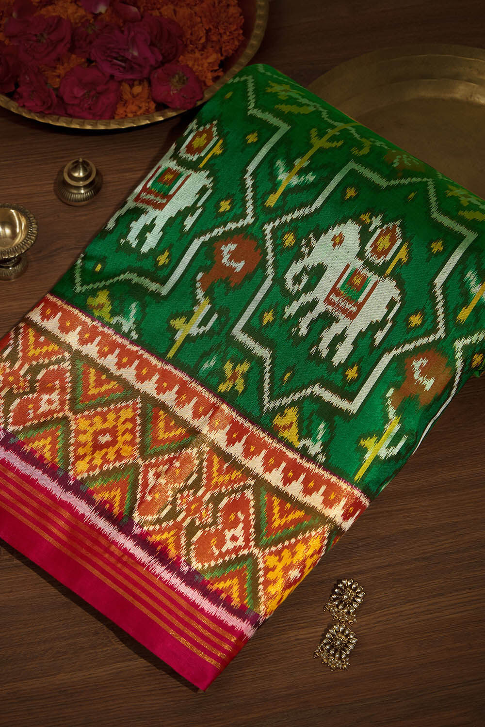 Green Rajkot Pure Silk Ikat Saree image number null
