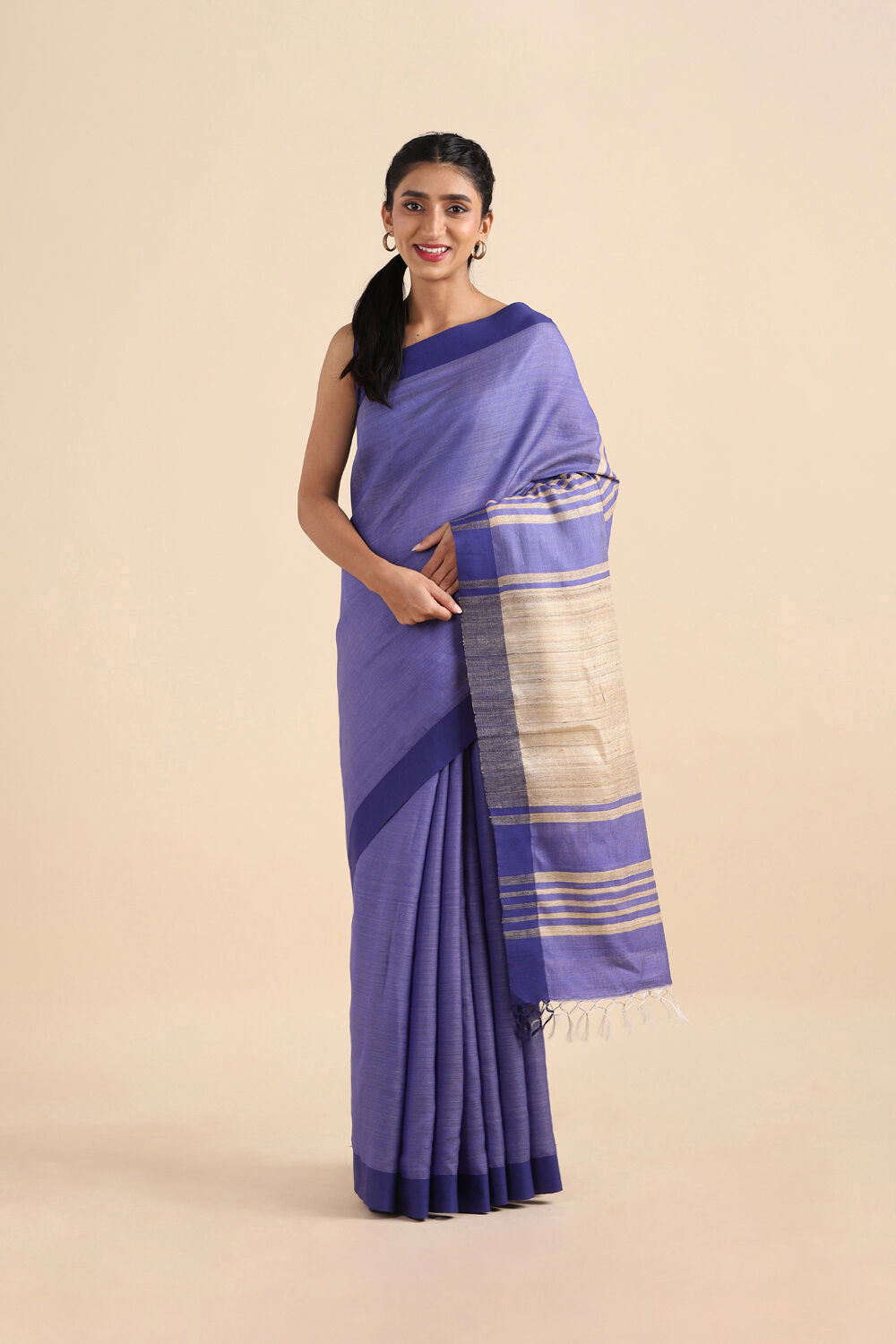 Blue Pure Silk Viscose Bhagalpuri Saree image number null