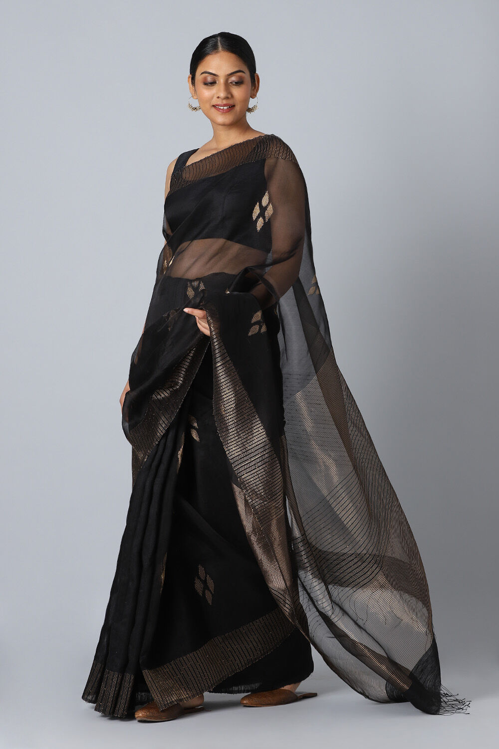 Black Pure Silk Vanya Bengal Saree image number null