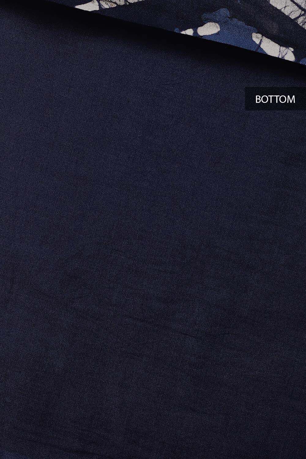 Blue Silk Cotton Block Printed Unstitched Suit Set image number null