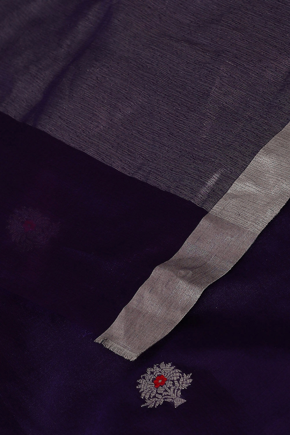 Purple Pure Silk Cotton Chanderi Saree image number null