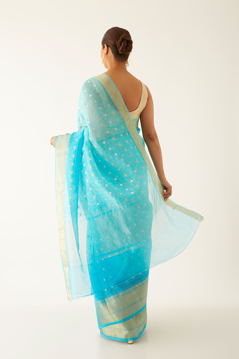 Light Blue Pure Organza Banarasi Saree image number null