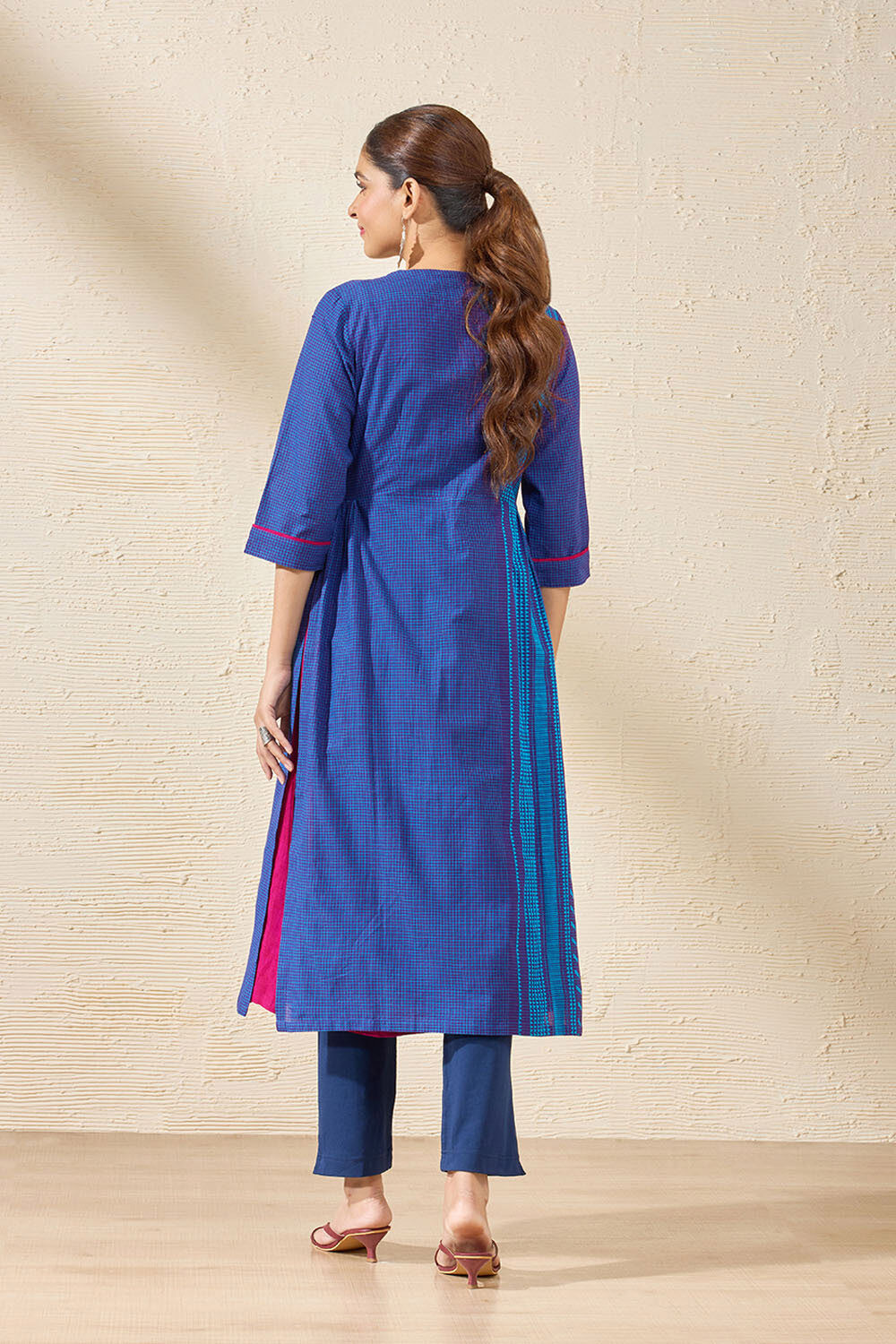 Blue Pure Cotton Woven Kurta Set image number null