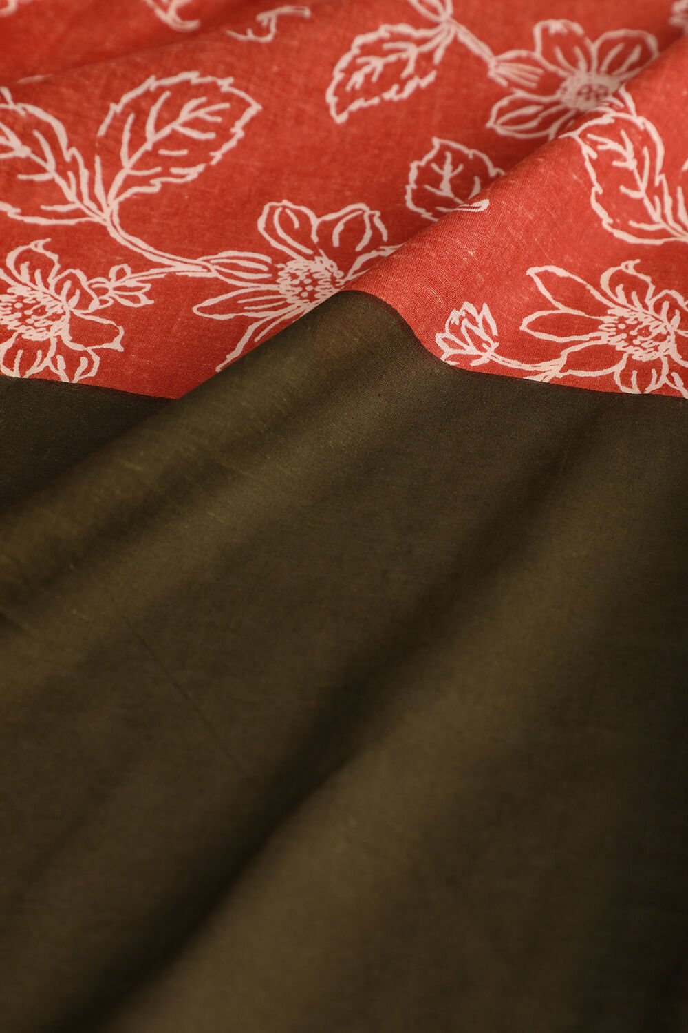 Orange Pure Cotton Mulmul Screen Printed Saree image number null