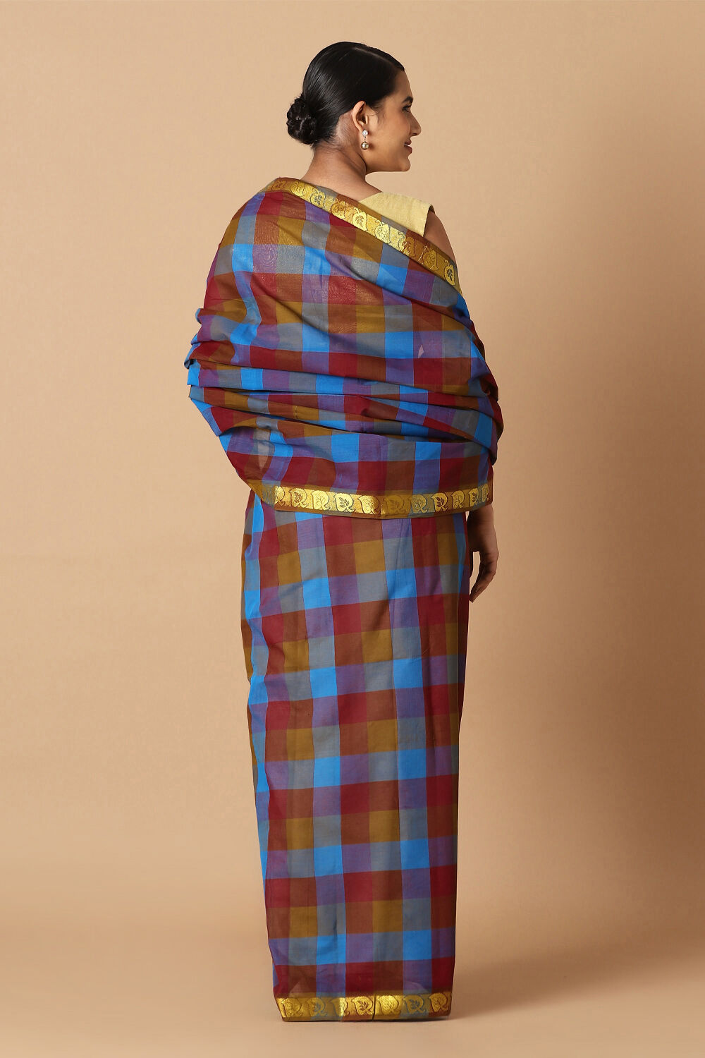 Blue Pure and Brown Cotton Chettinad image number null