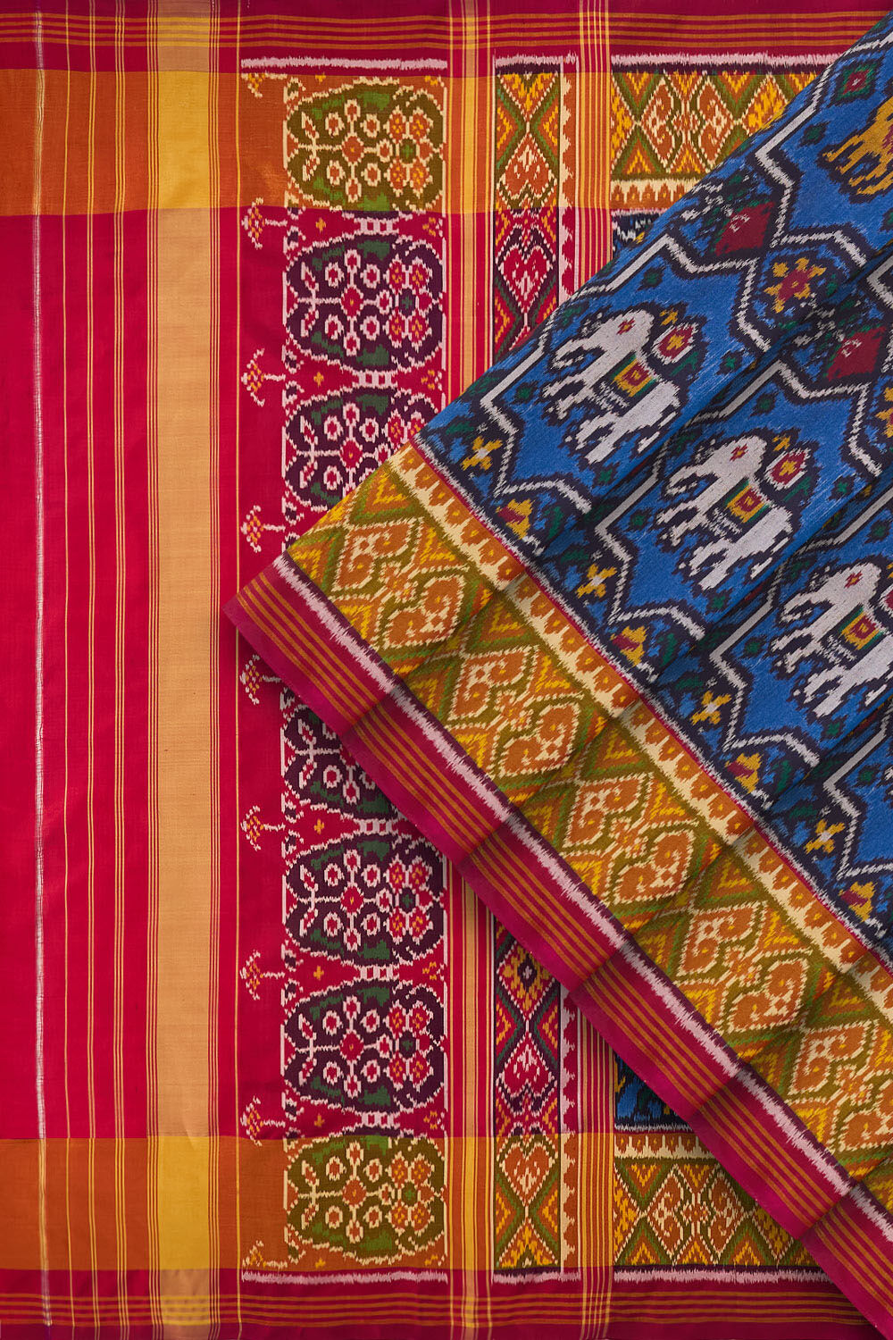 Blue Rajkot Pure Silk Ikat Saree image number null