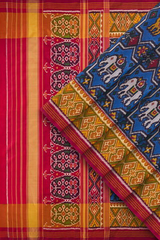 Blue Rajkot Pure Silk Ikat Saree thumbnail image number null