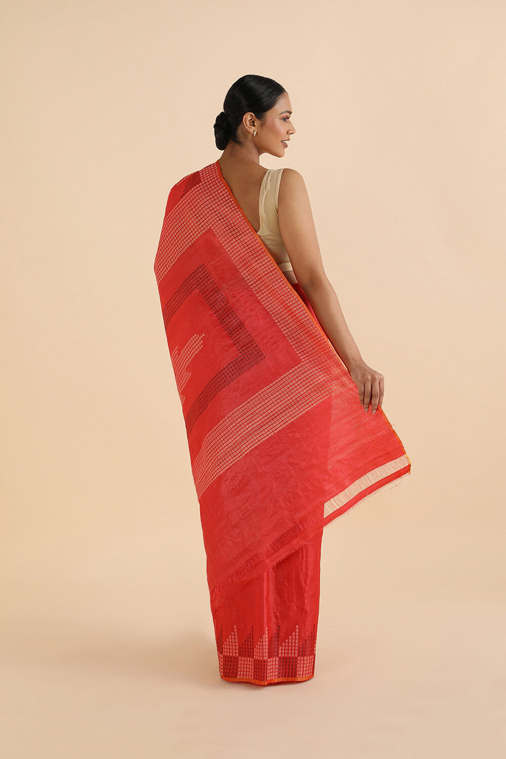 Red Pure Tussar Woven Saree image number null