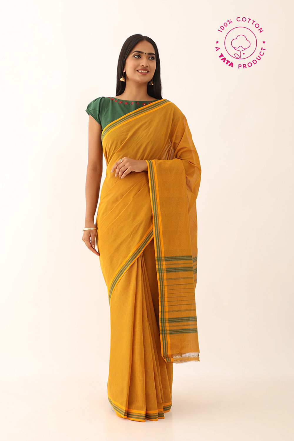 Yellow Pure Cotton Woven Mangalgiri Saree image number null