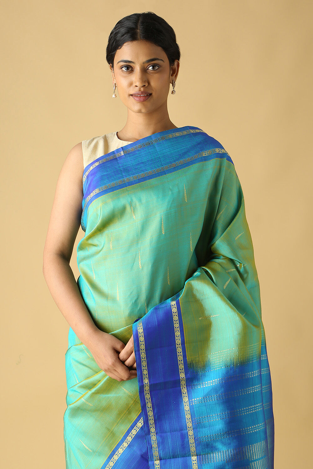 Light Green Pure Silk Kanjivaram Saree image number null