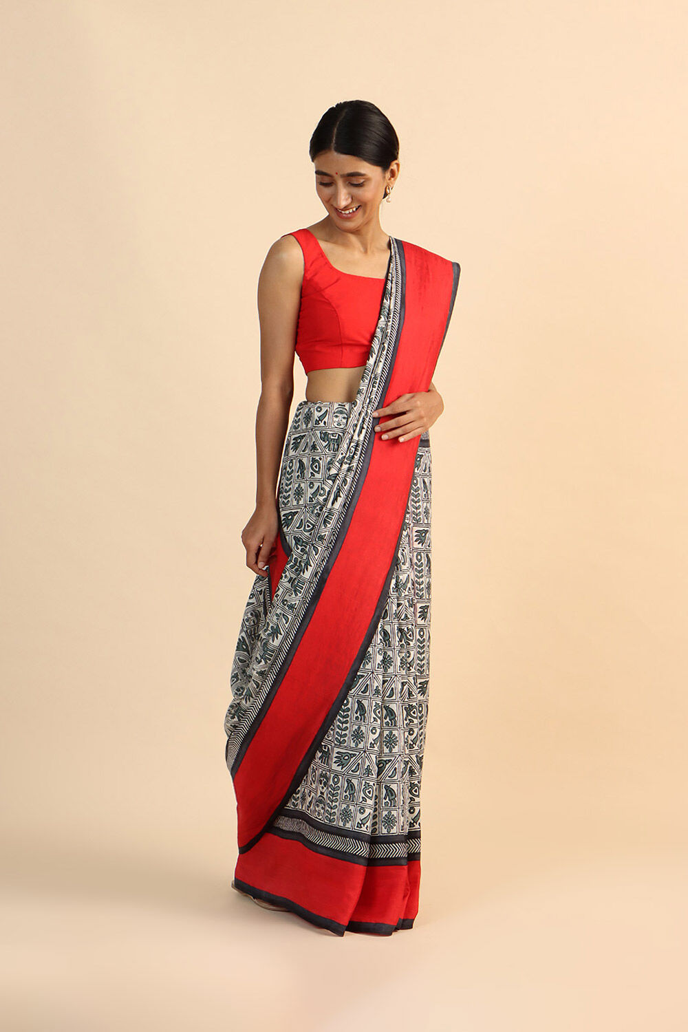 Multicolored Pure Silk Printed Saree image number null