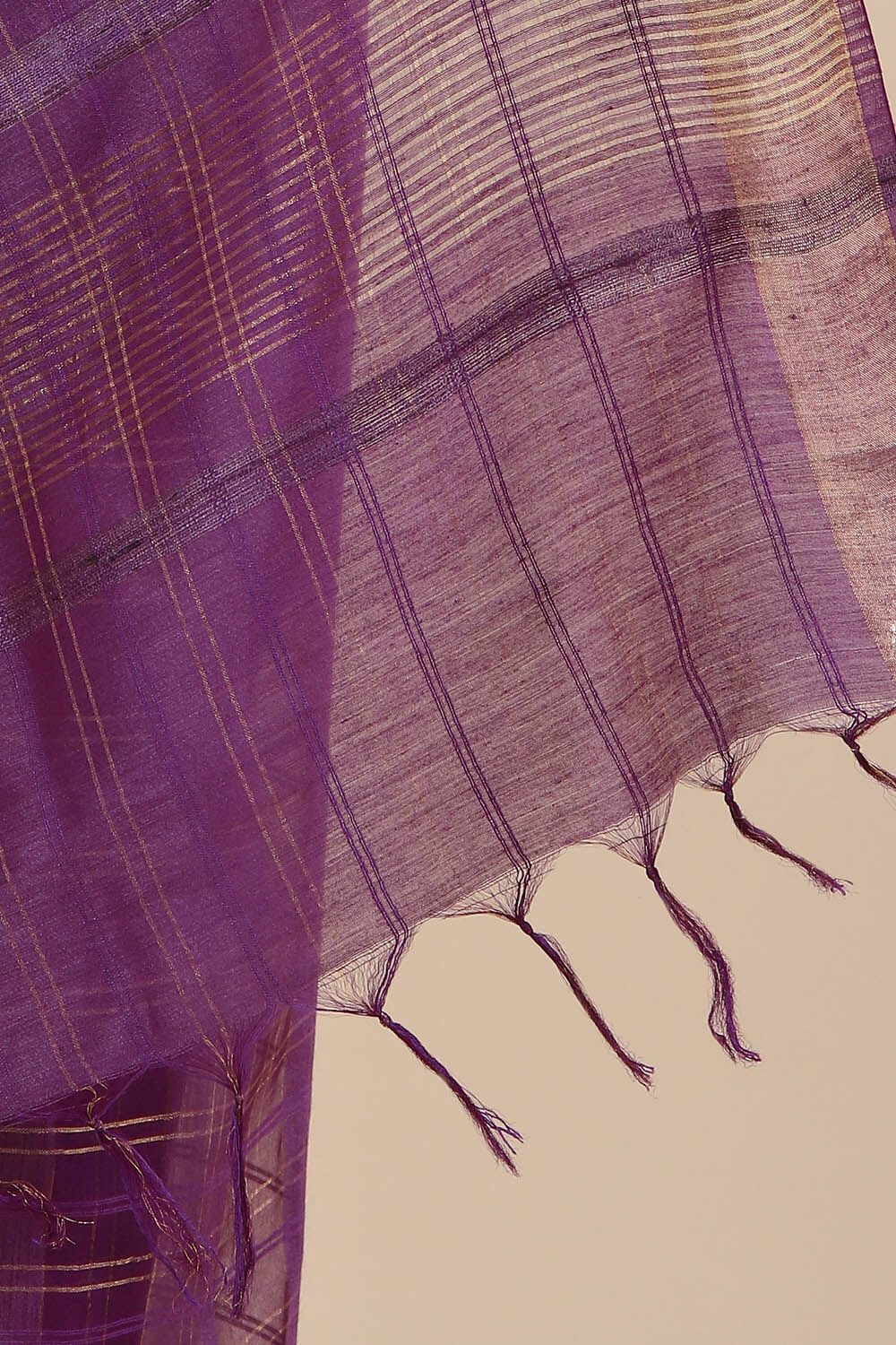 Dark Violet Pure Tussar Silk Bhagalpuri Saree image number null
