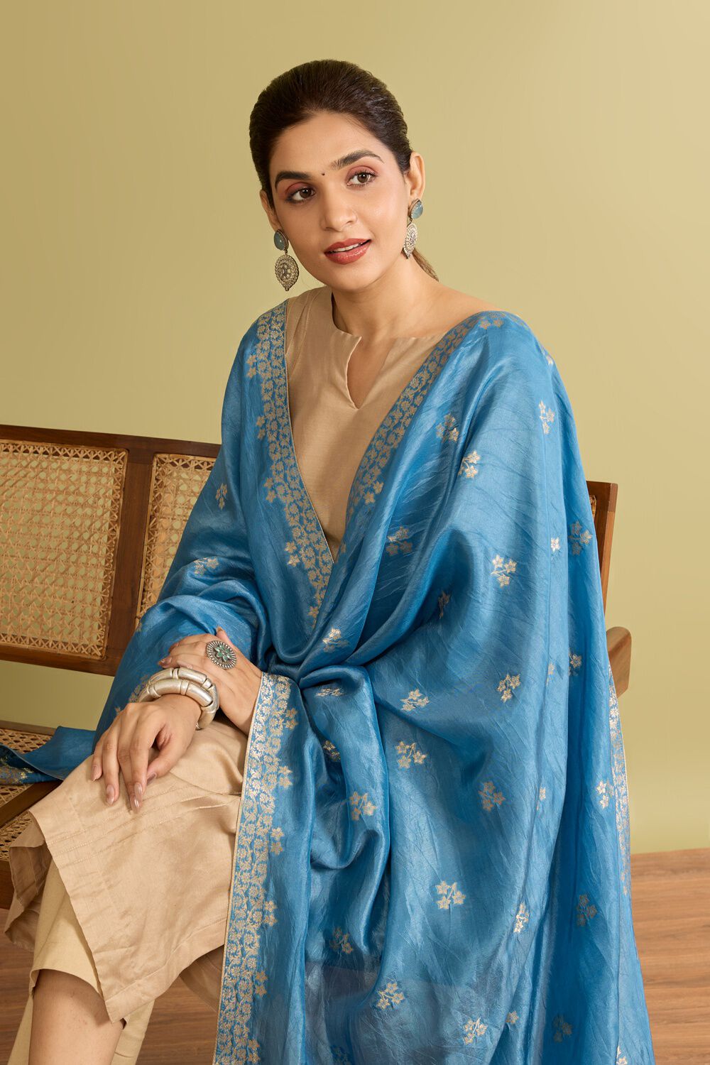 Blue Woven Viscose Luxe Dupatta image number null