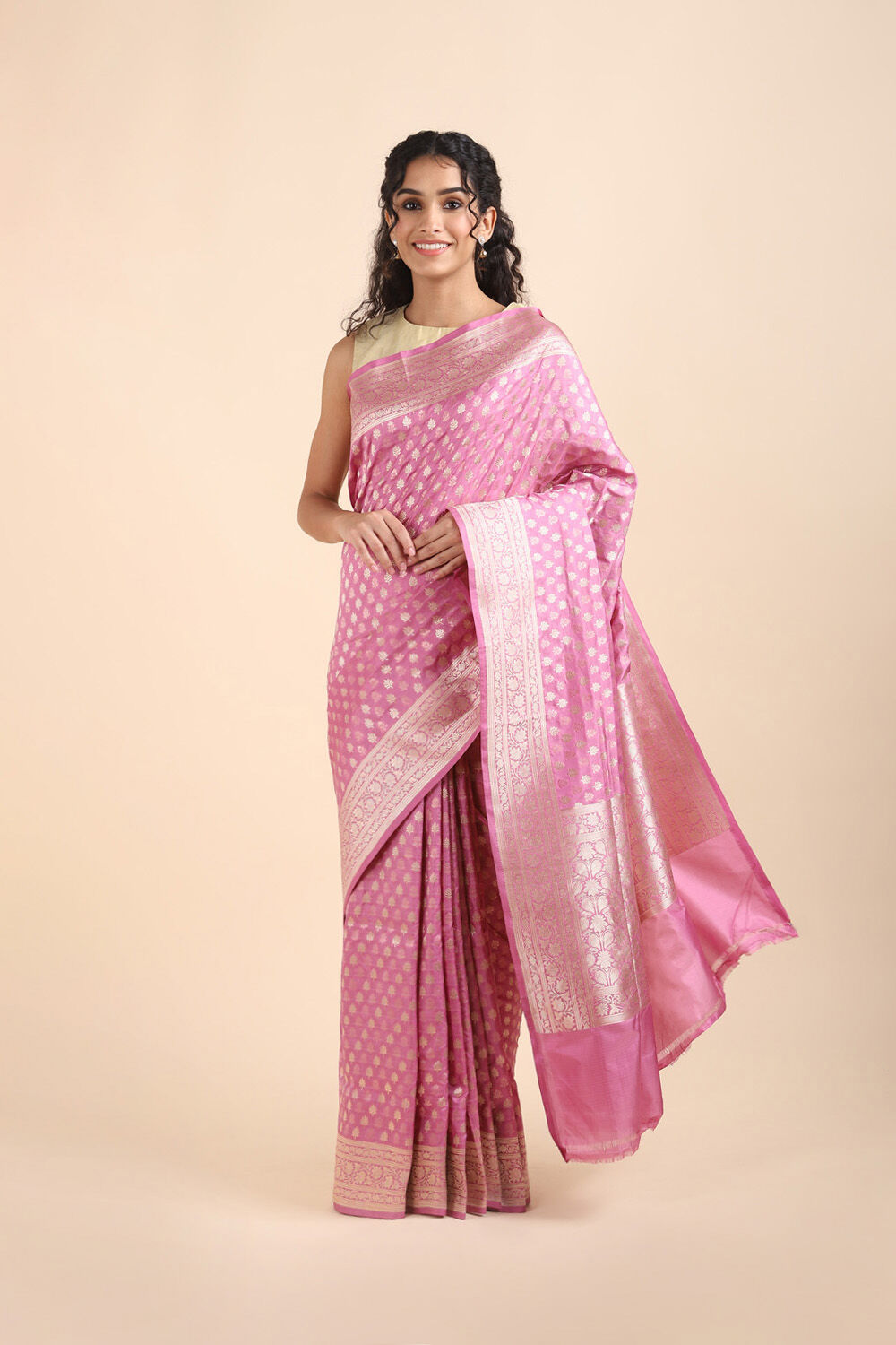Pink Pure Silk Banarasi Saree image number null