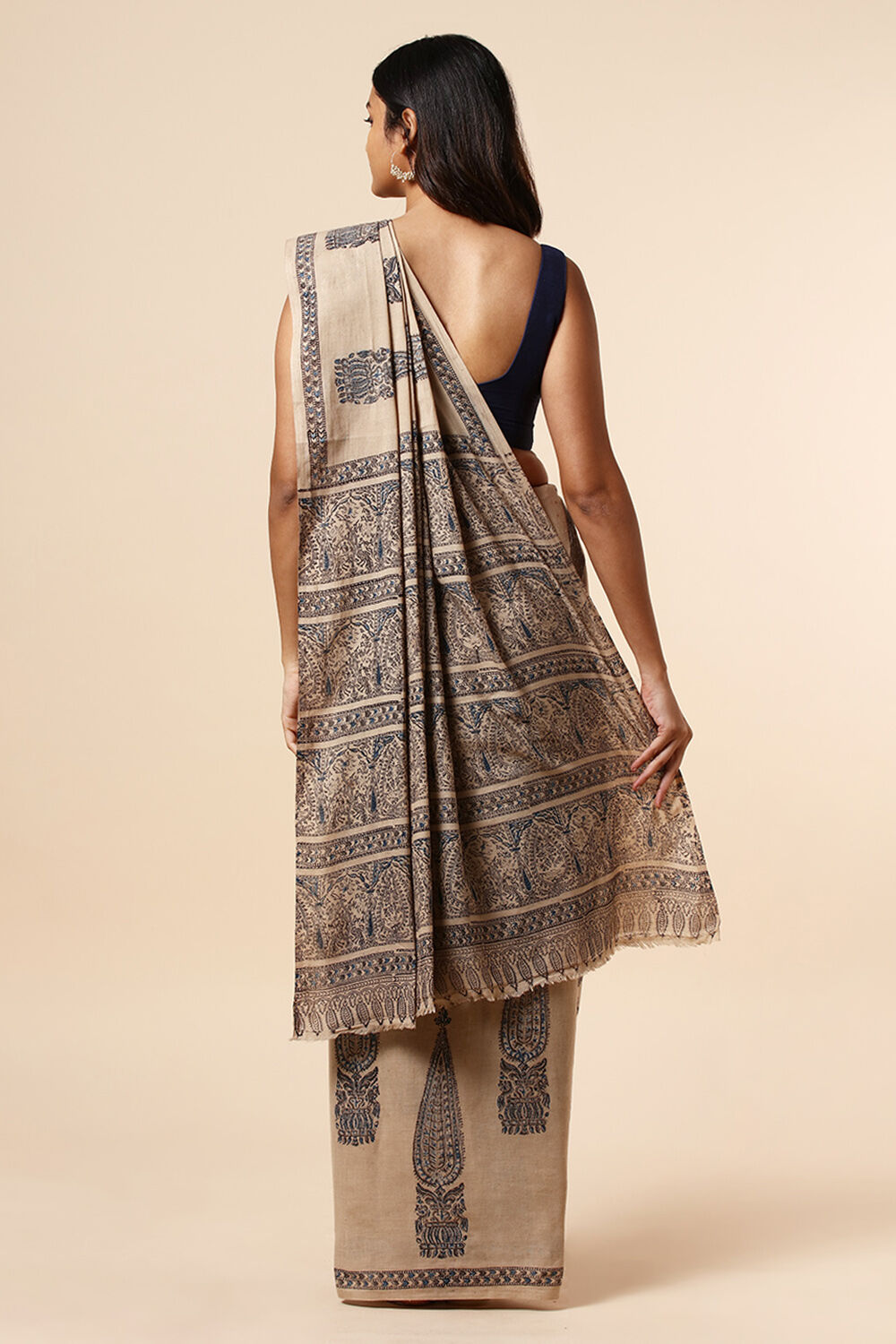 Beige Pure Khadi Cotton Printed Kalamkari Saree image number null