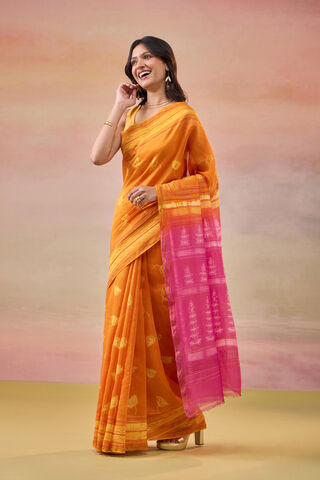Yellow Rajasthan Pure Silk Cotton Embroidered Saree thumbnail image number null