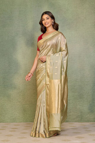 Grey Silk Viscose Cutwork Banarasi Inspired Design Saree thumbnail image number null