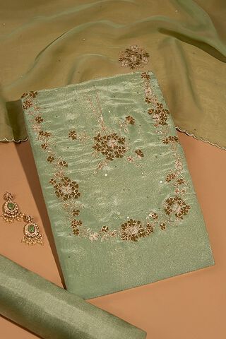 Light Green Viscose Tissue Embroidered Unstitched Suit Set image number