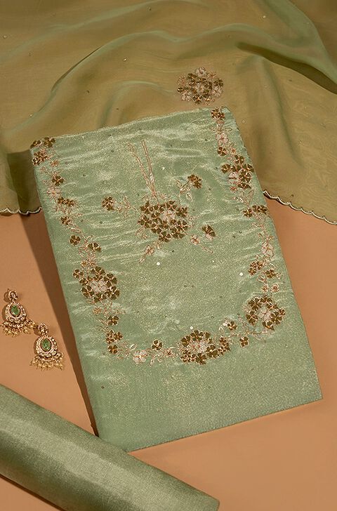 Light Green Viscose Tissue Embroidered Unstitched Suit Set