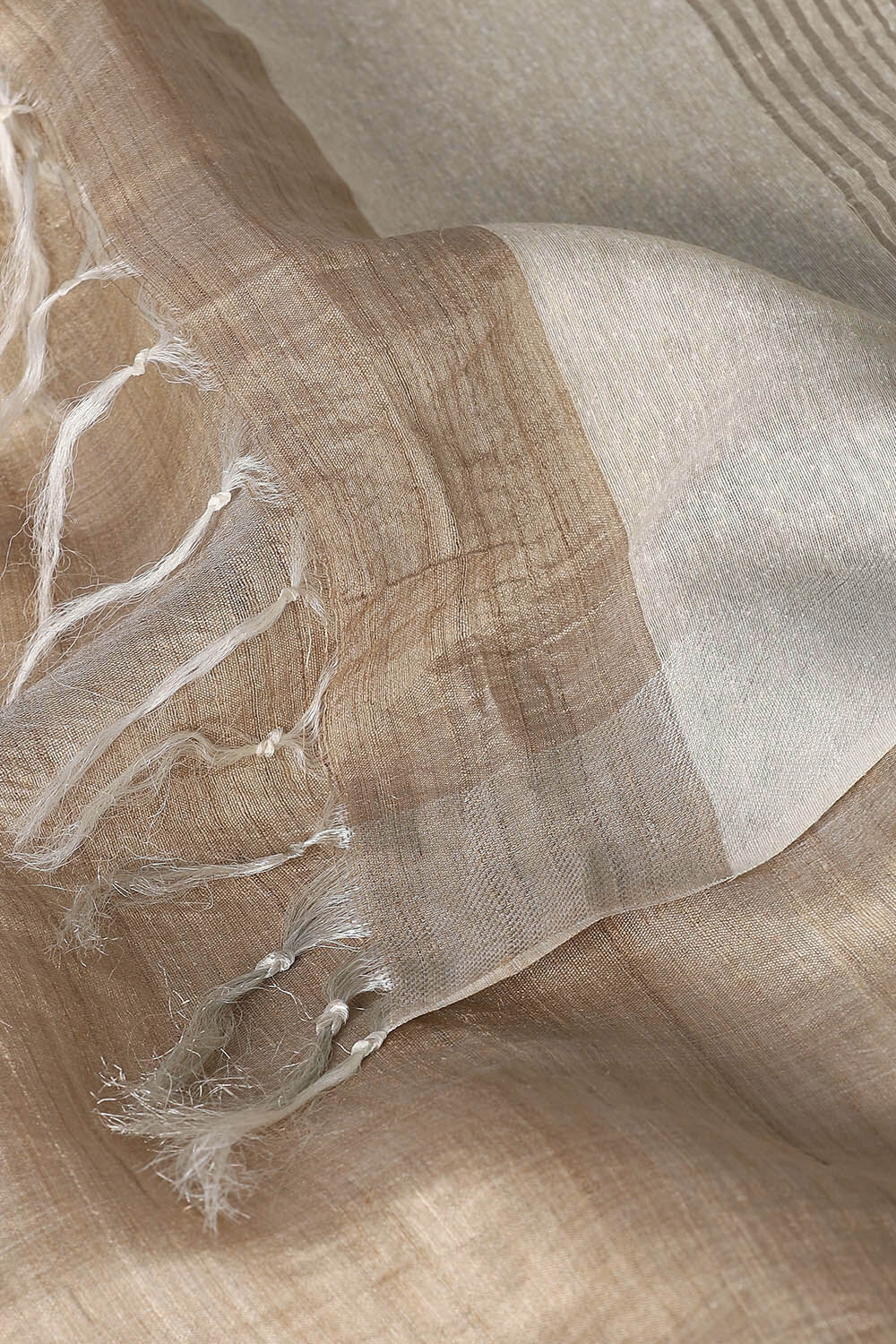 Beige Pure Tussar Bhagalpuri Saree image number null