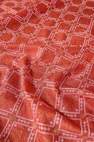 Orange Silk Modal Embroidered Saree thumbnail image number null