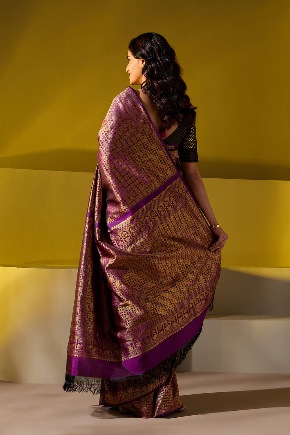 Purple Woven Pure Silk Kanjivaram Saree image number null