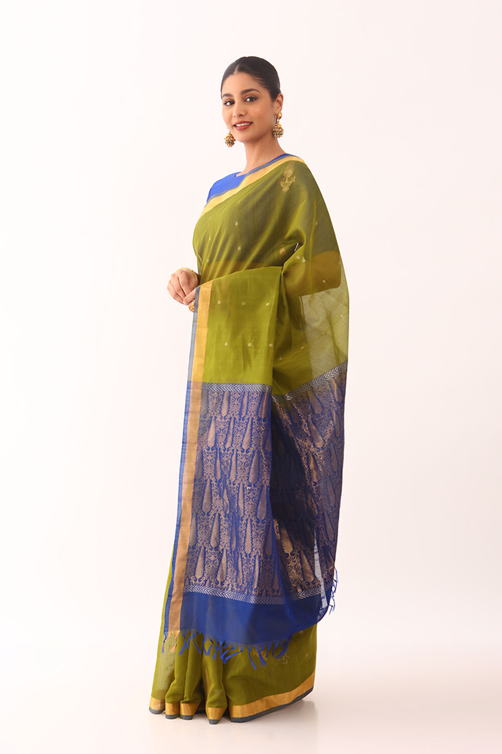 Green Woven Pure South Silk Cotton Saree image number null