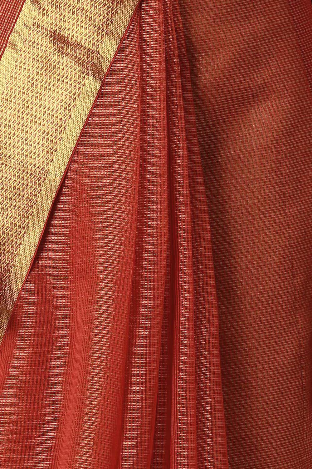 Dark Red Pure Silk Cotton Maheswari Saree image number null