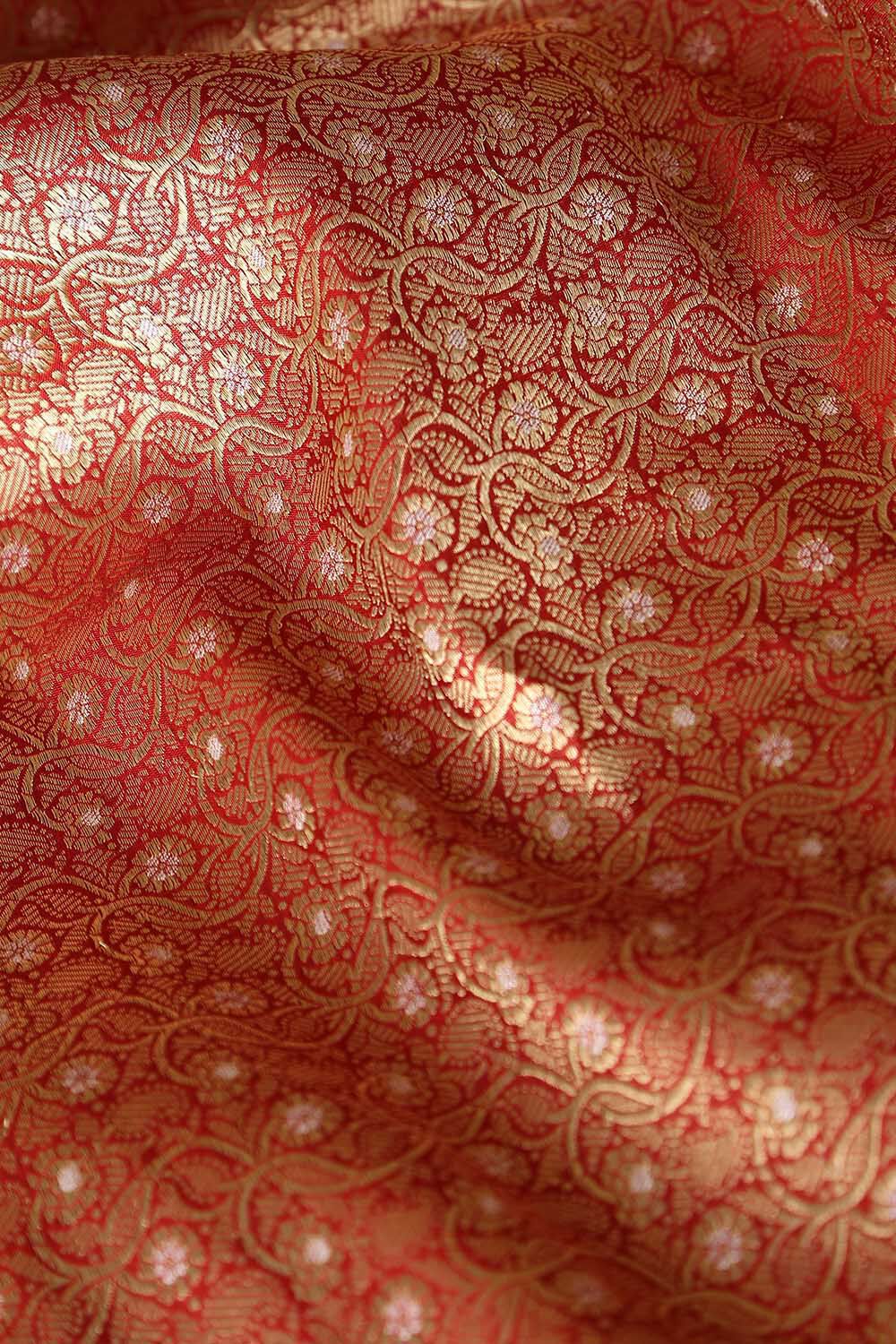 Dark Red Pure Silk Banarasi Saree image number null
