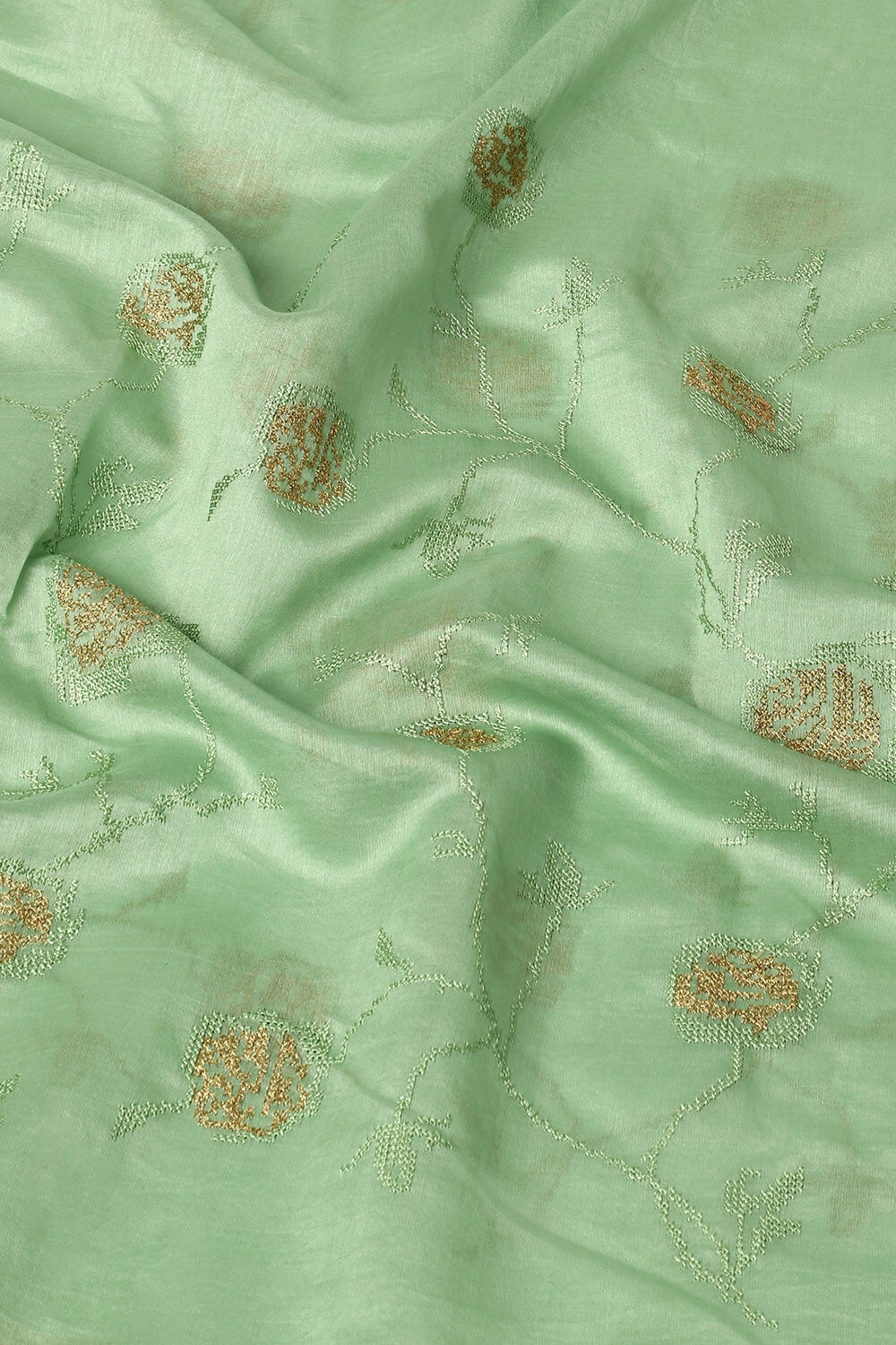Light Blue Pure Silk Cotton Embroidered Saree image number null