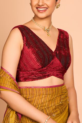 Dark Red Viscose Embroidered Blouse thumbnail image number null