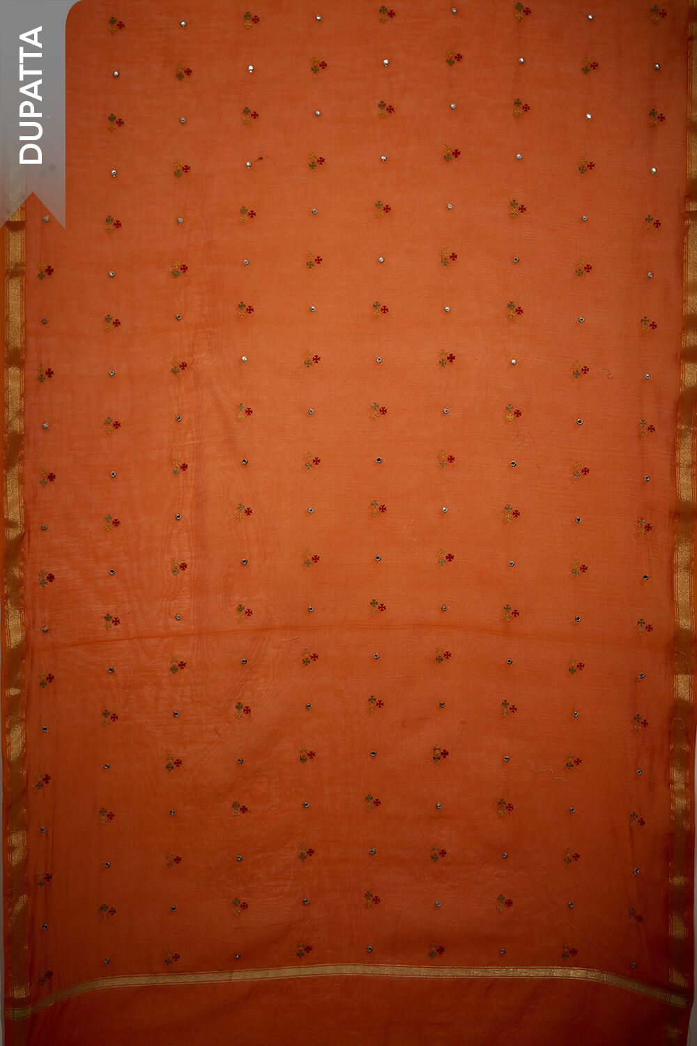 Orange Pure Silk Cotton Embroidered Unstitched Suit Set image number null