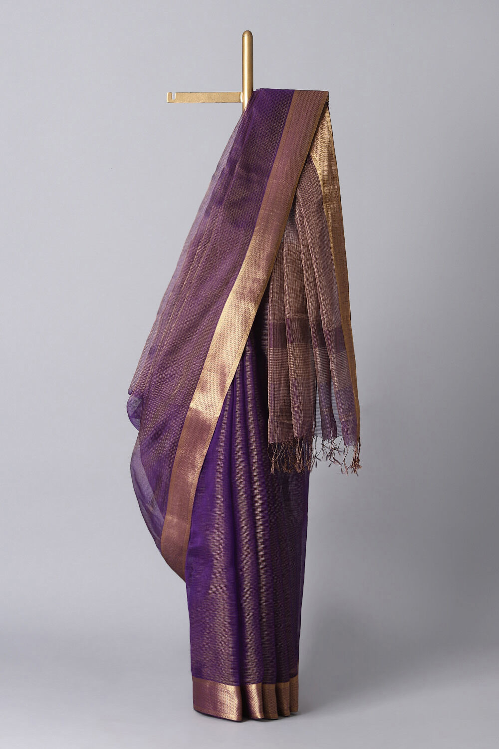Violet Pure Silk Cotton Maheswari Saree image number null