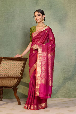 Dark Pink Woven Apsara Silk Viscose Saree thumbnail image number null