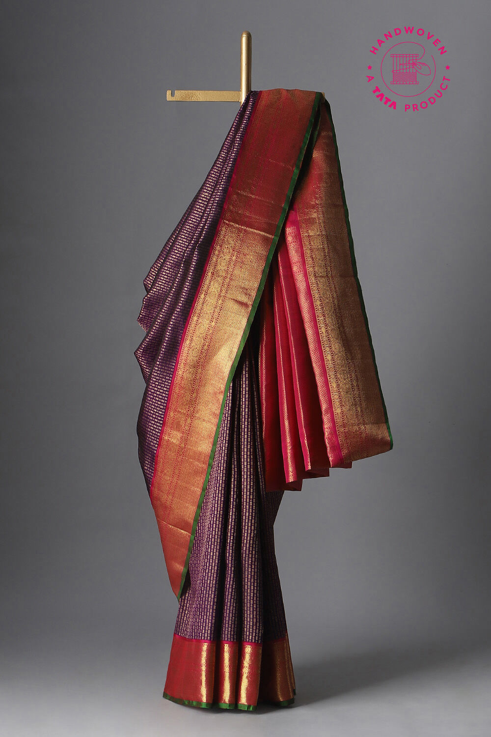 Jamun Purple Pure Zari Silk Kanjivaram Saree image number null
