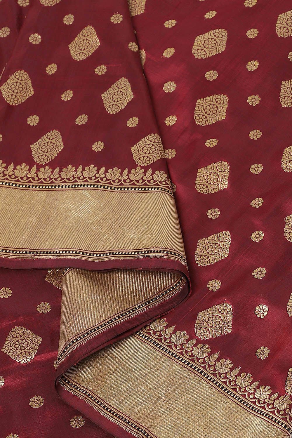 Dark Red Pure Silk Banarasi Brocade Saree image number null