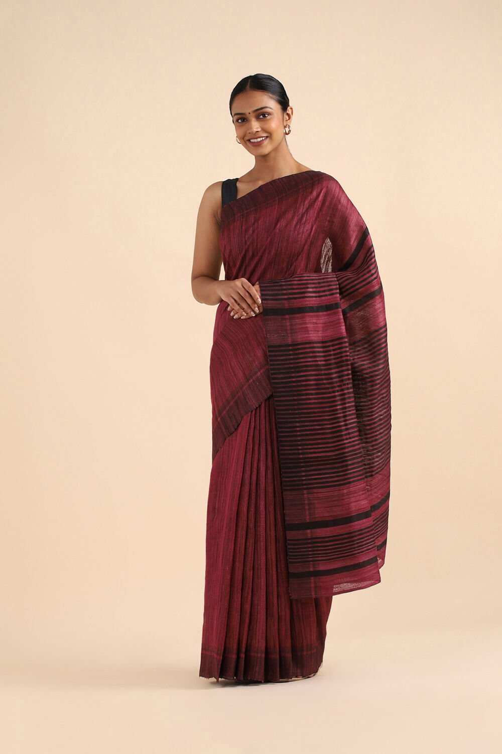 Red Pure Tussar Bhagalpuri Saree image number null